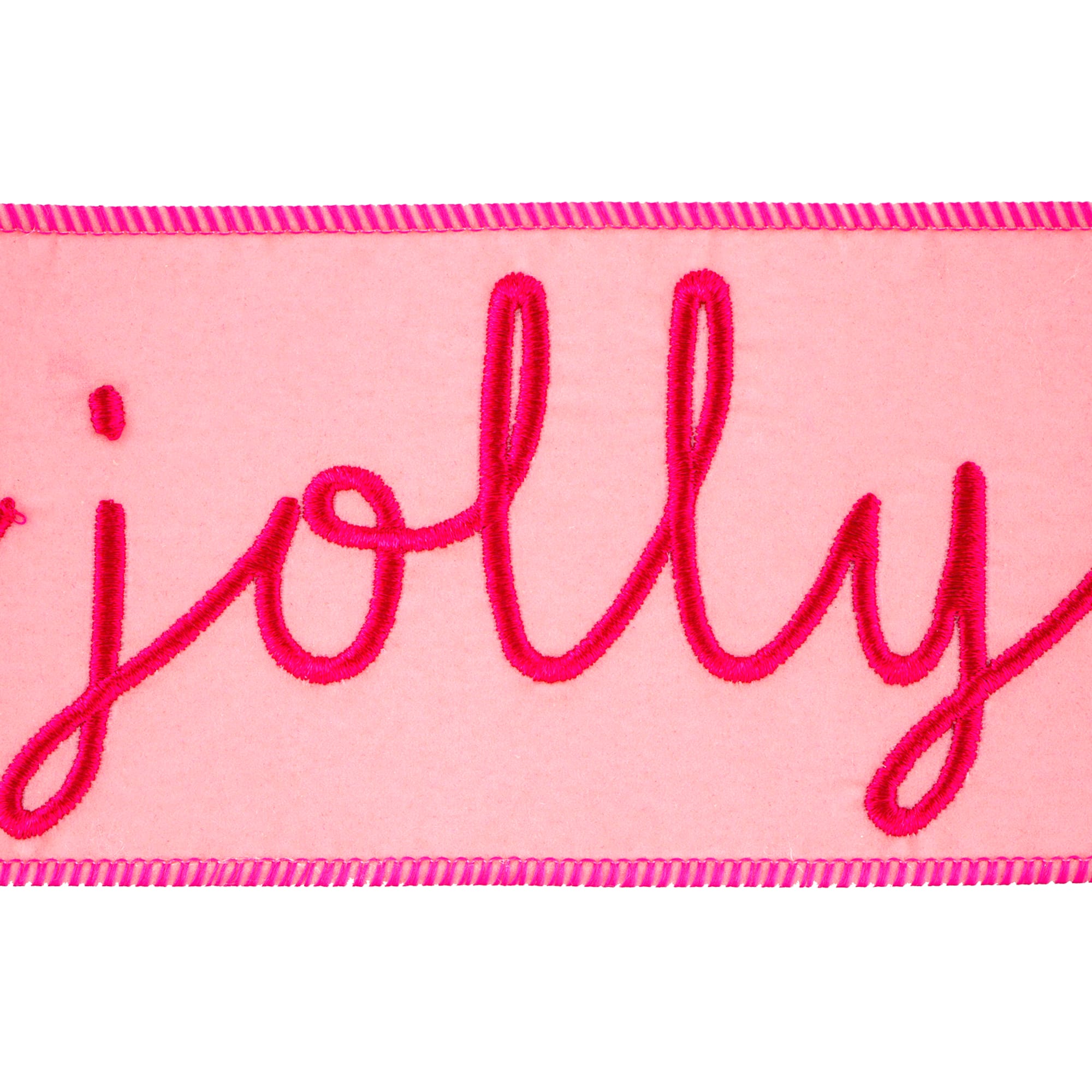 3.5" x 15ft. Pink Holly Jolly Wired Flocked Ribbon by Celebrate It®